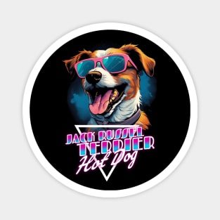 Retro Wave Jack Russel Terrier Hot Dog Shirt Magnet